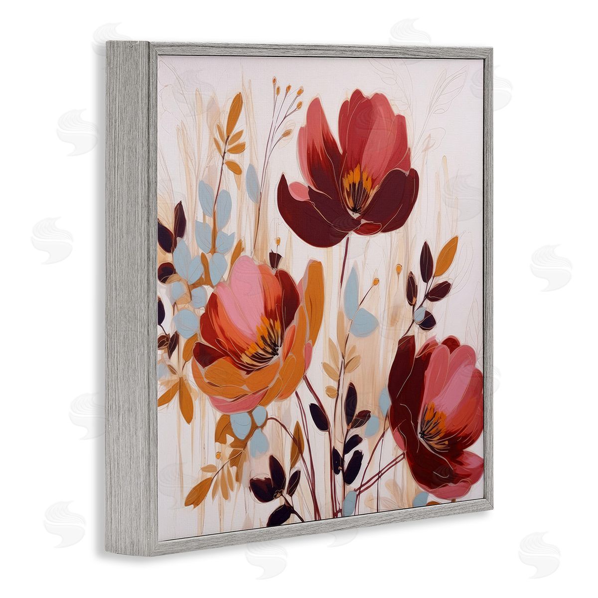 Lazar Studio Red Modern Roses Gray Framed Giclee Wall Art Print