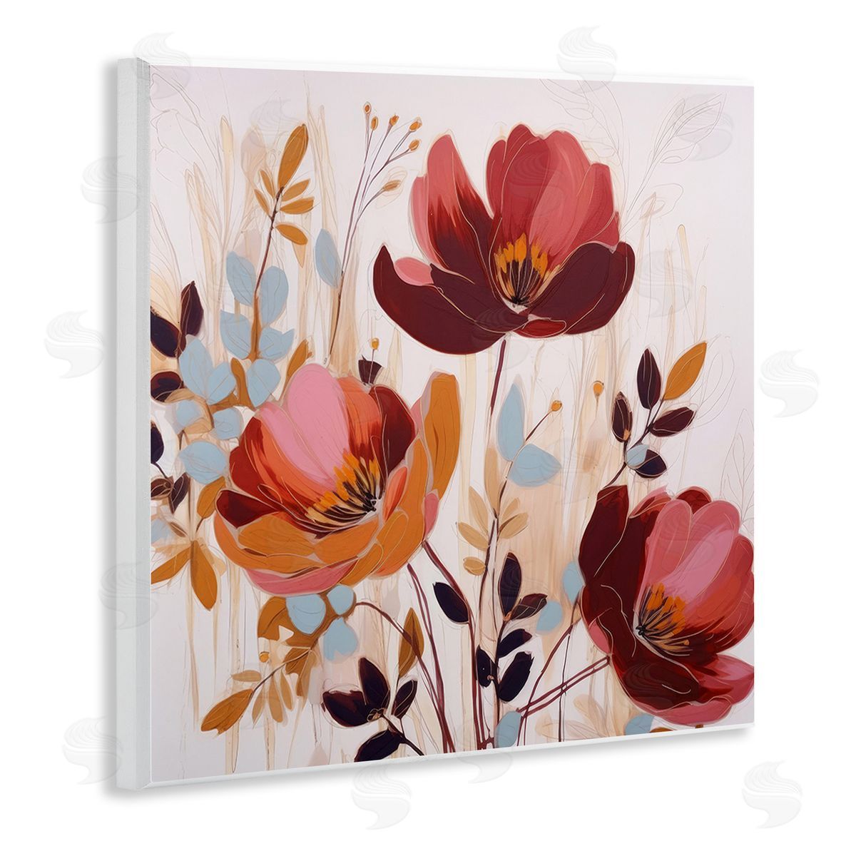 Lazar Studio Red Modern Roses Wooden Wall Plaque Art Print