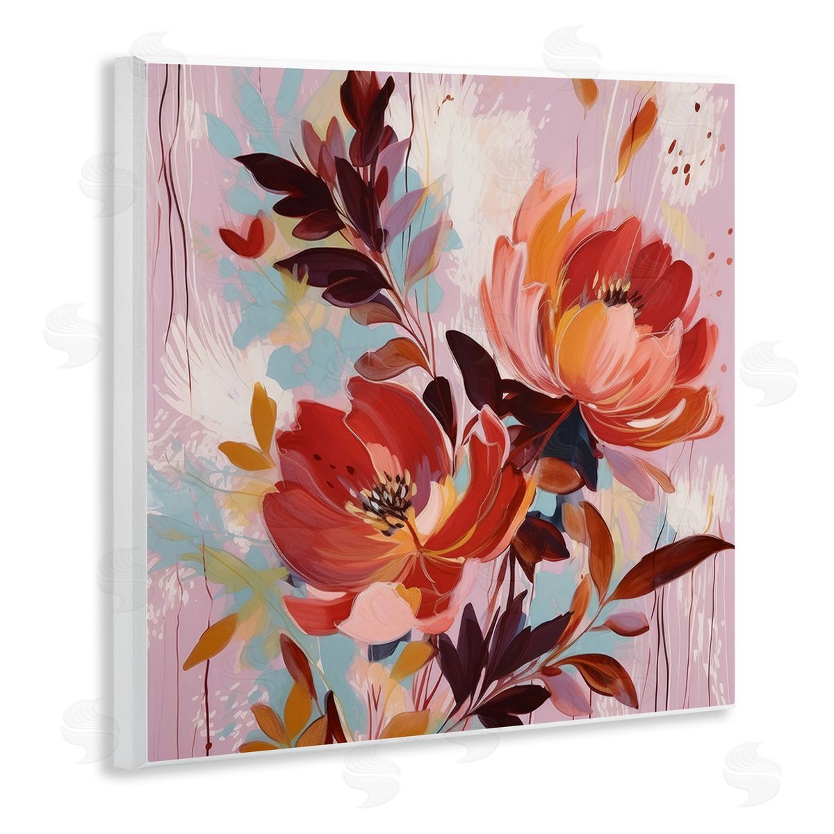 Lazar Studio Blooming Petals Pattern Wooden Wall Plaque Art Print