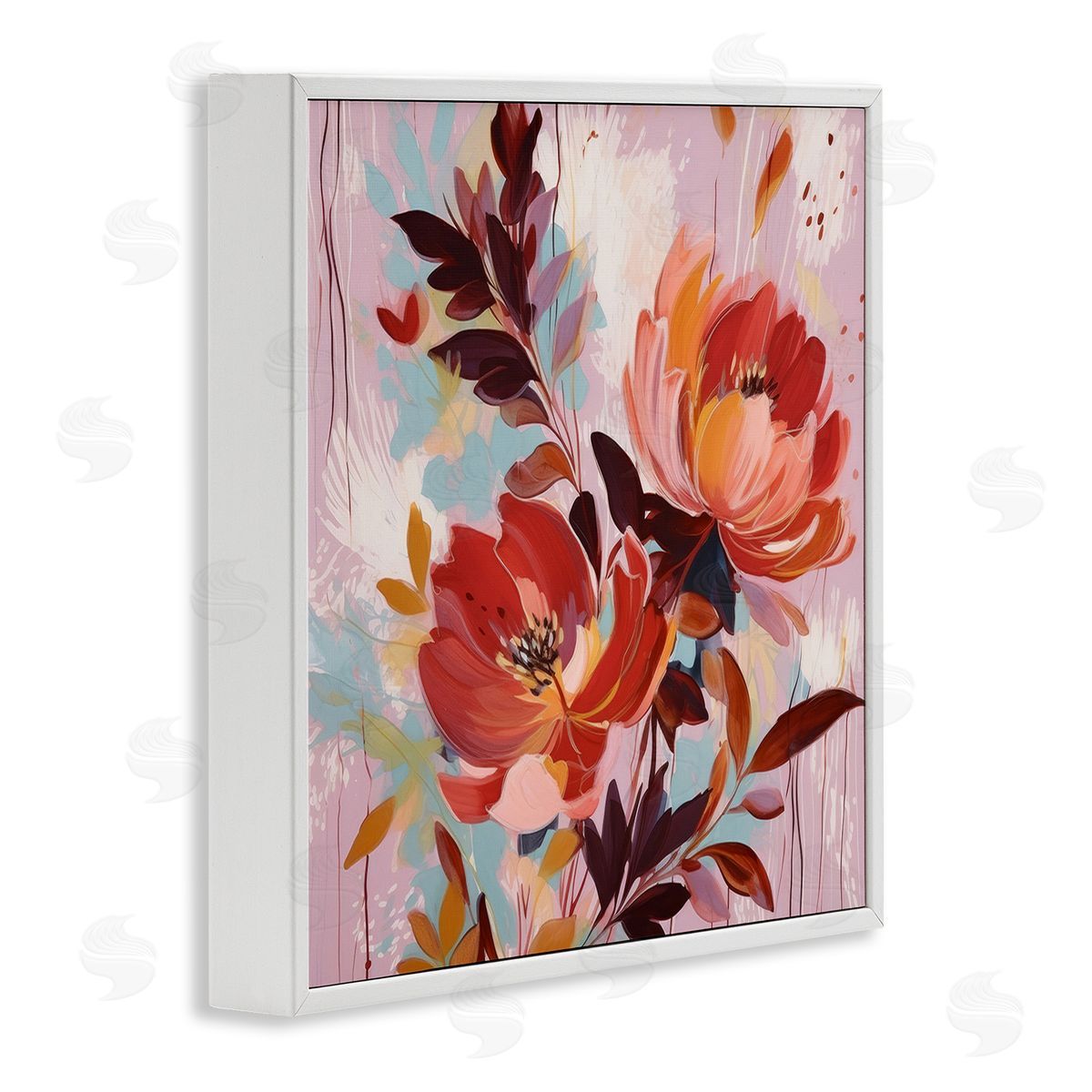 Lazar Studio Blooming Petals Pattern White Framed Giclee Wall Art Print