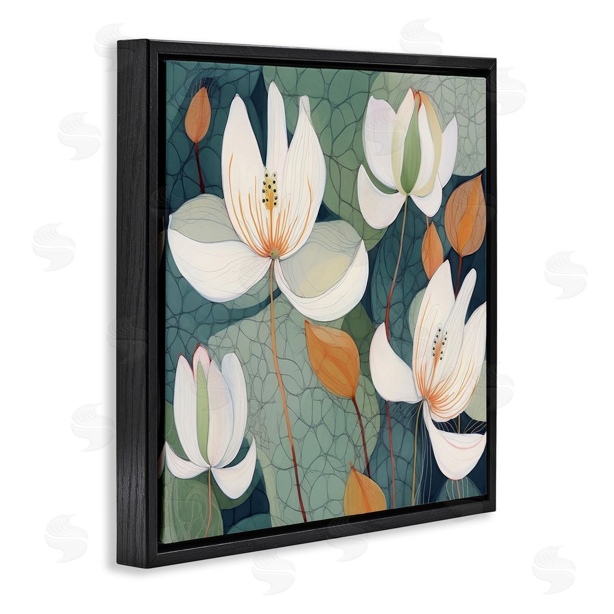 Lazar Studio Modern Iris Pattern Black Floating Frame Canvas Wall Art Print