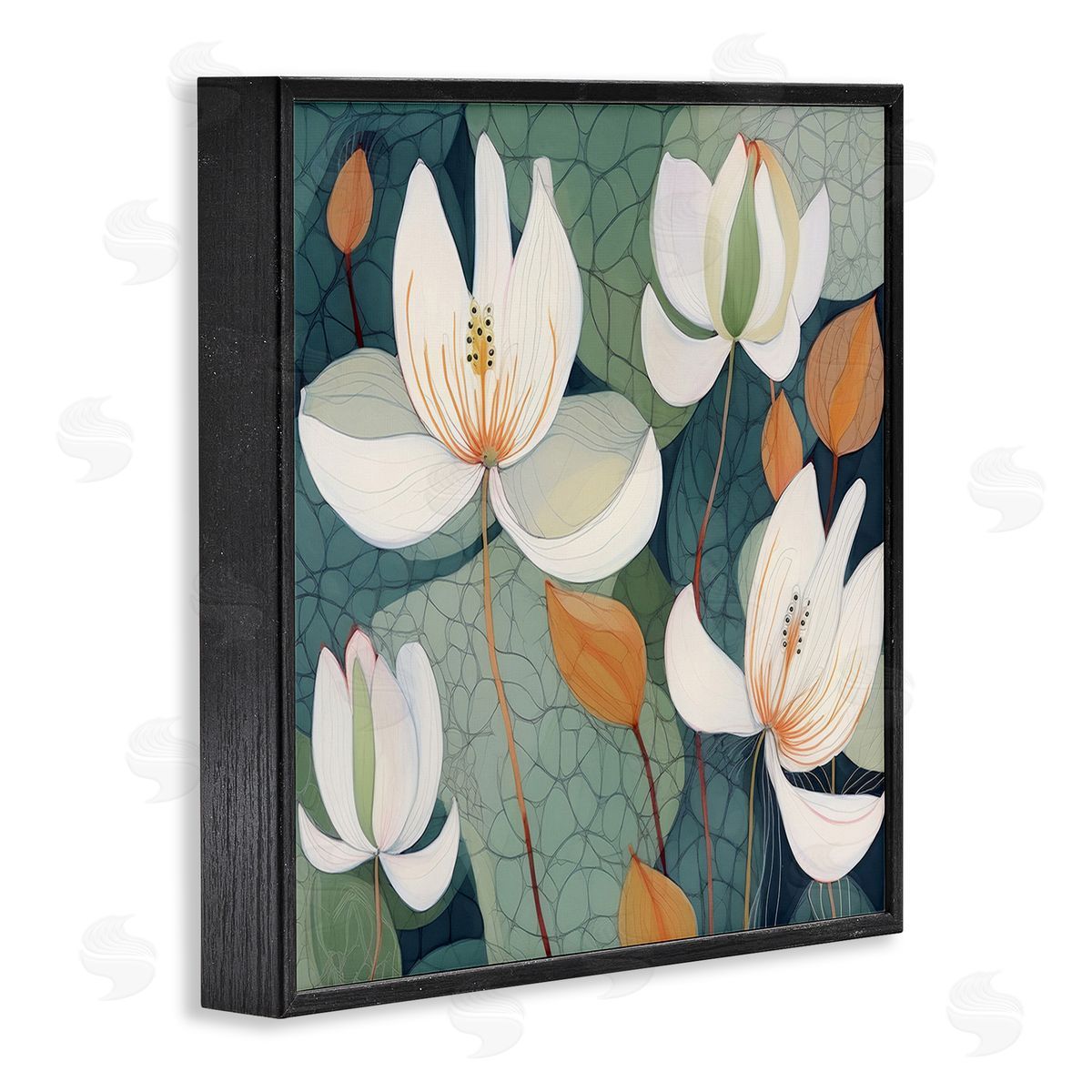 Lazar Studio Modern Iris Pattern Black Framed Giclee Wall Art Print