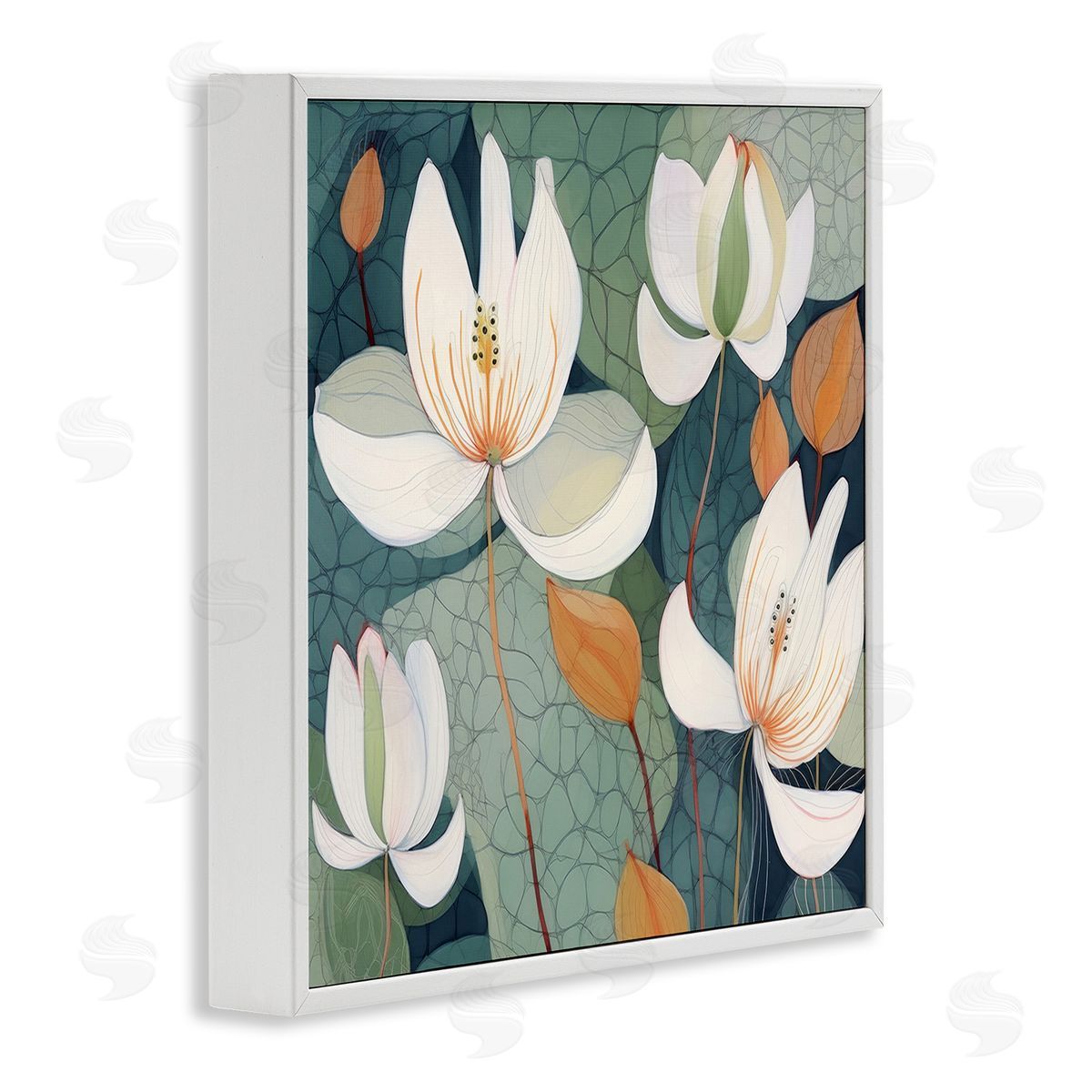 Lazar Studio Modern Iris Pattern White Framed Giclee Wall Art Print