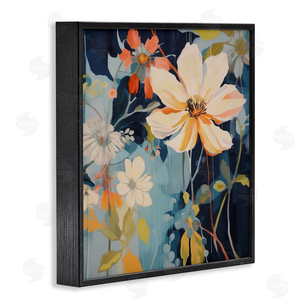Lazar Studio Varied Flowers Pattern Black Framed Giclee Wall Art Print