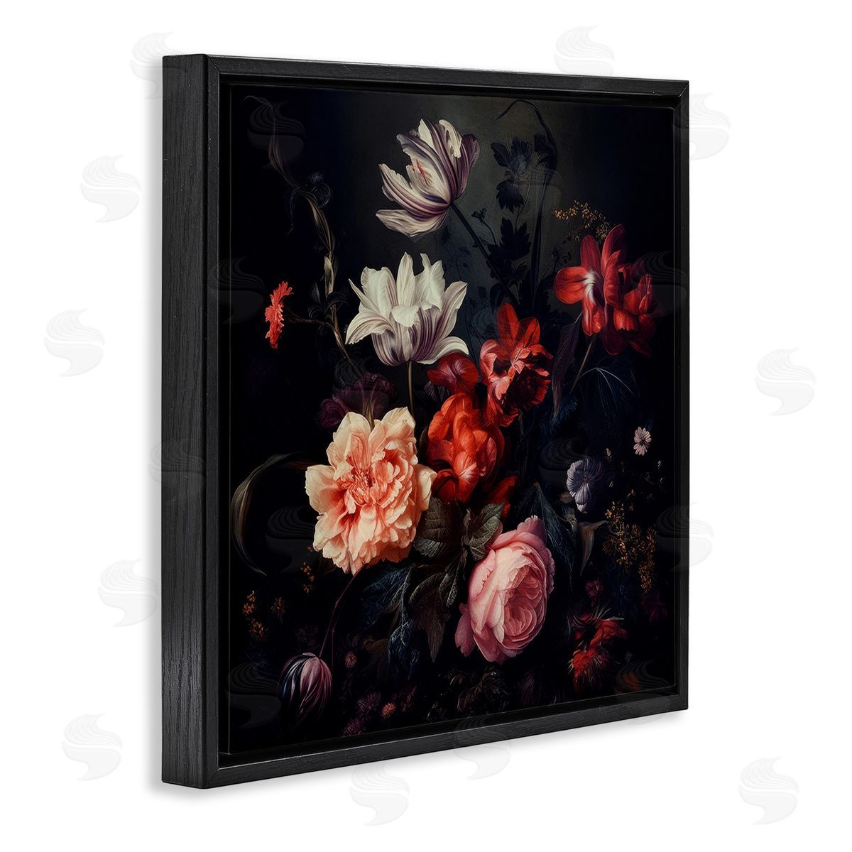 Lazar Studio Victorian Floral Elegance Black Floating Frame Canvas Wall Art Print