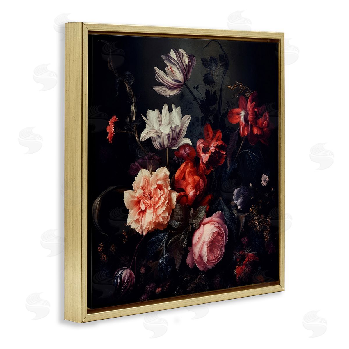 Lazar Studio Victorian Floral Elegance Gold Floating Frame Canvas Wall Art Print