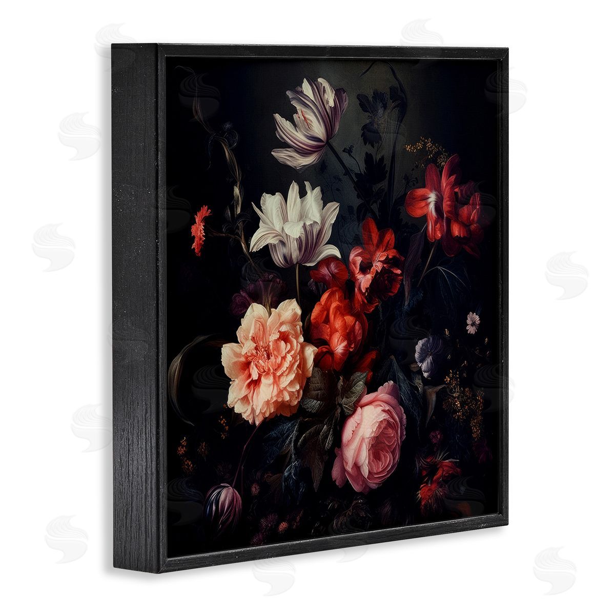 Lazar Studio Victorian Floral Elegance Black Framed Giclee Wall Art Print