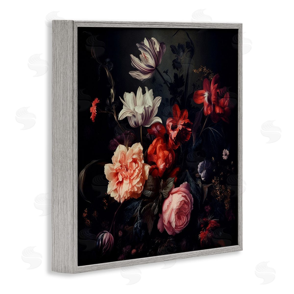 Lazar Studio Victorian Floral Elegance Gray Framed Giclee Wall Art Print