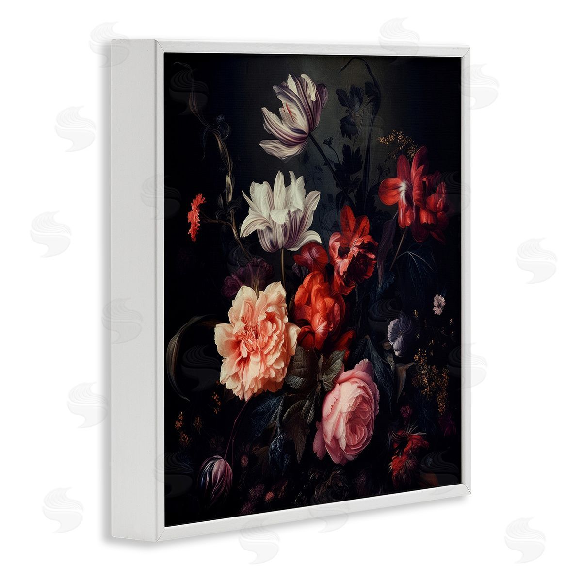 Lazar Studio Victorian Floral Elegance White Framed Giclee Wall Art Print