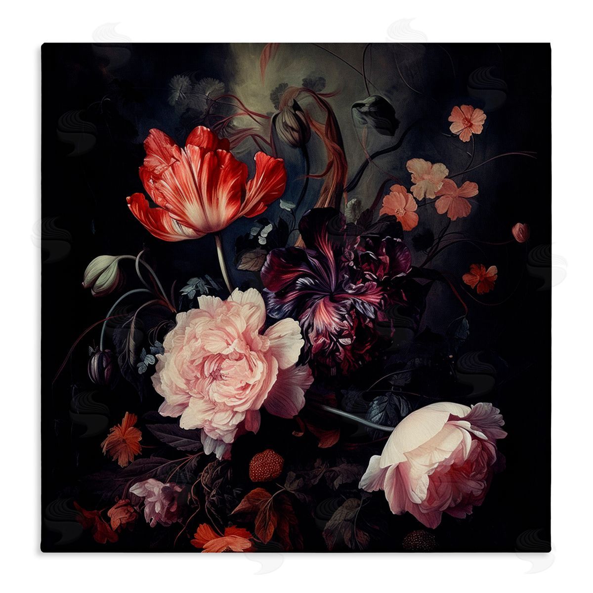 Lazar Studio Dark Elegant Flowers Canvas Wall Art Print