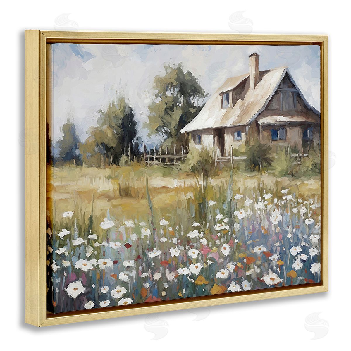 Ramona Murdock Charming Prairie Cottage Gold Floating Frame Canvas Wall Art Print