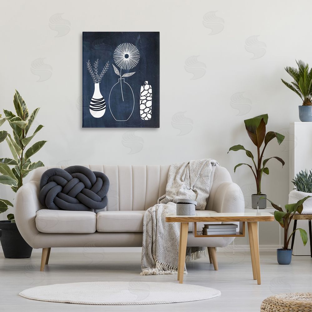 Lisa Nohren Geometric Plant Doodles Canvas Wall Art Print in Room
