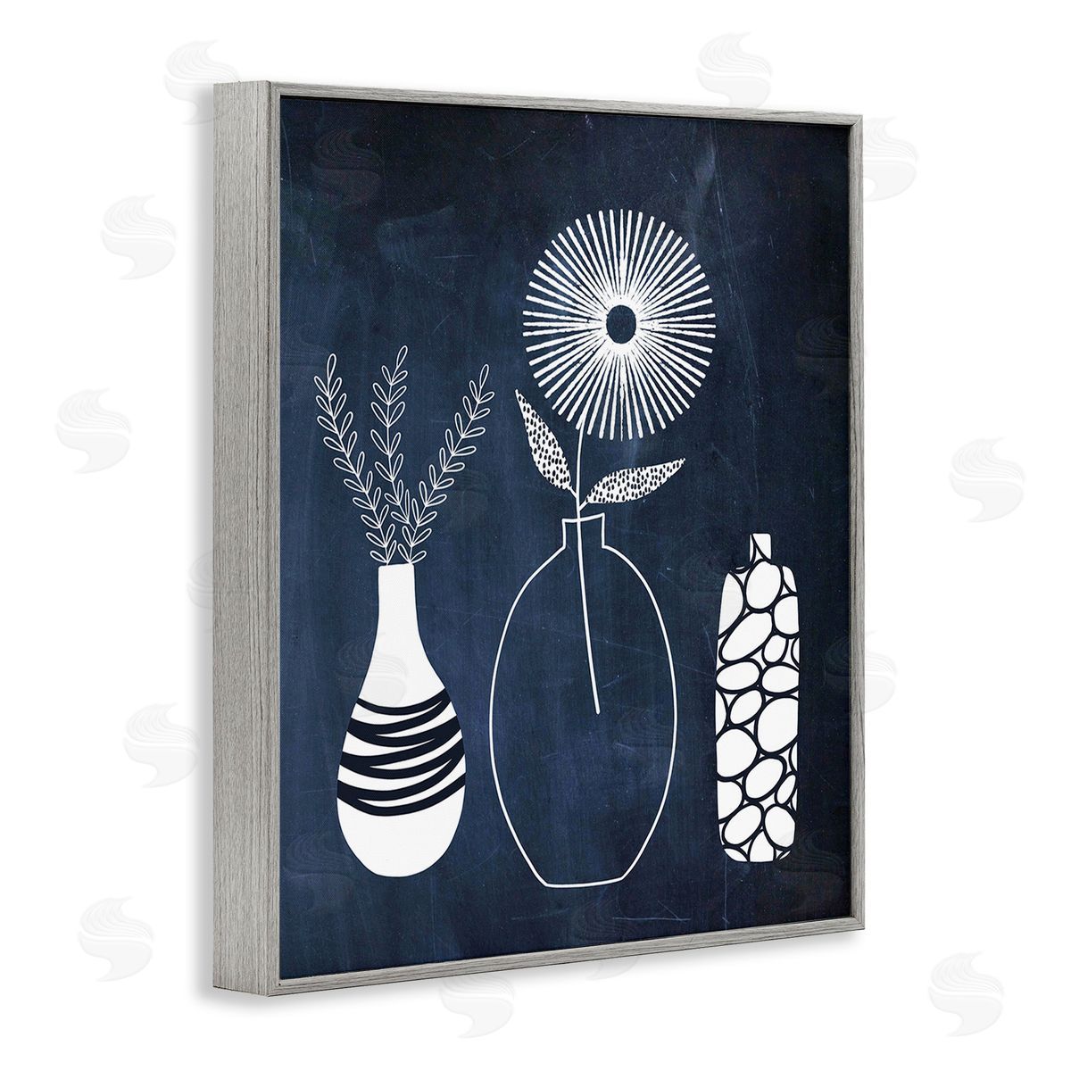Lisa Nohren Geometric Plant Doodles Gray Framed Giclee Wall Art Print