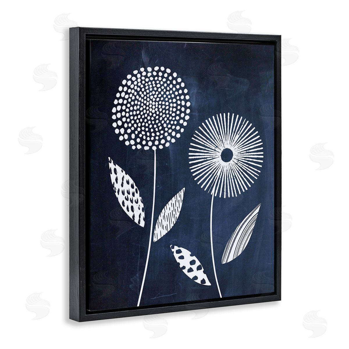 Lisa Nohren Geometric Patterned Flowers Black Floating Frame Canvas Wall Art Print