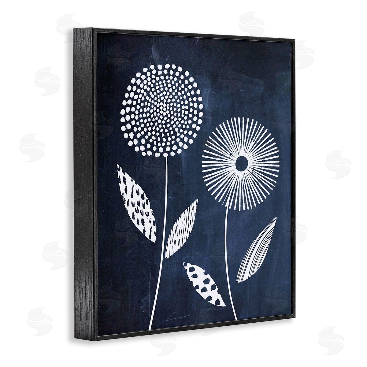 Lisa Nohren Geometric Patterned Flowers Black Framed Giclee Wall Art Print