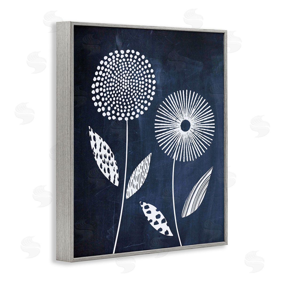 Lisa Nohren Geometric Patterned Flowers Gray Framed Giclee Wall Art Print