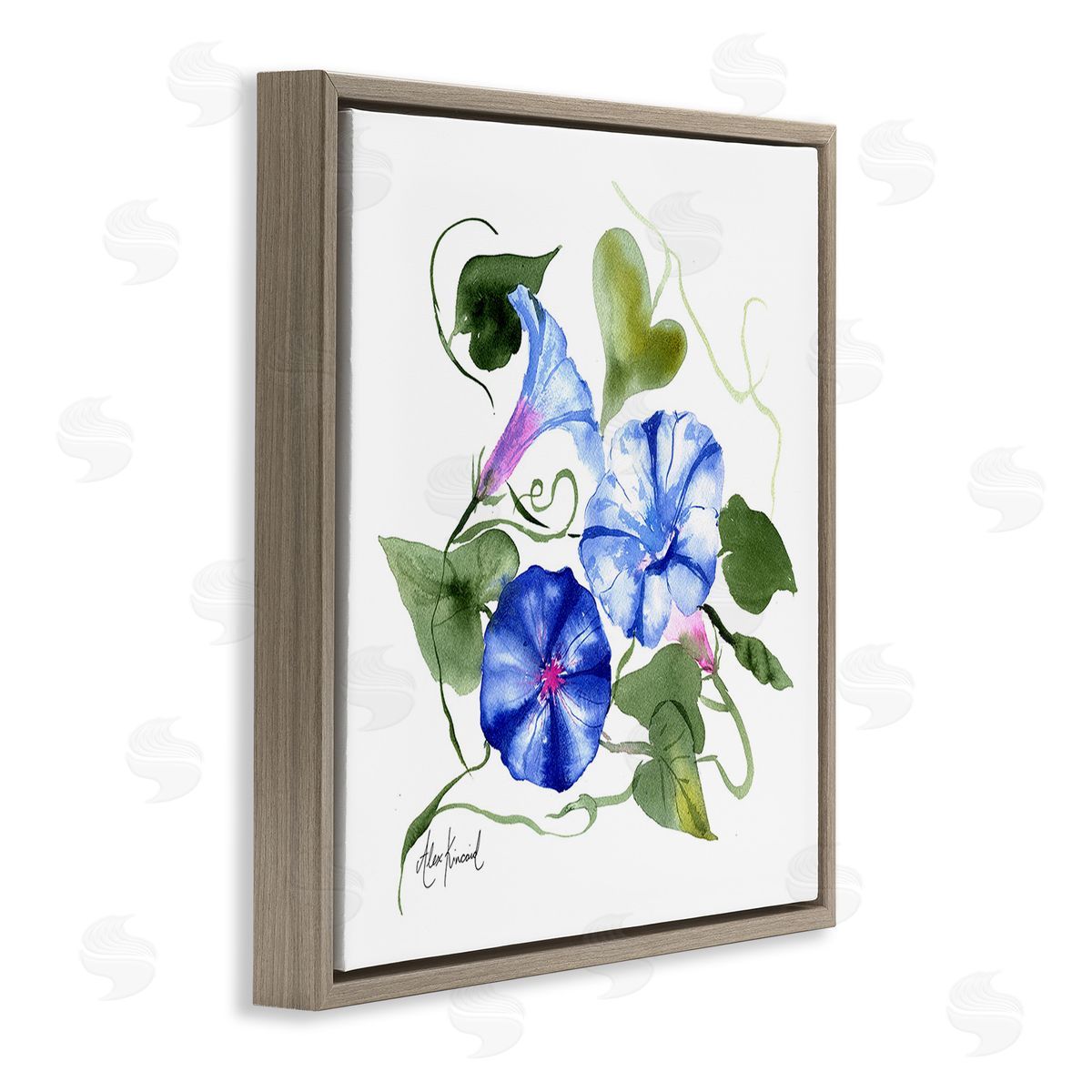 Alexandria Gilbert Kincaid Minimal Morning Glories Brown Floating Frame Canvas Wall Art Print