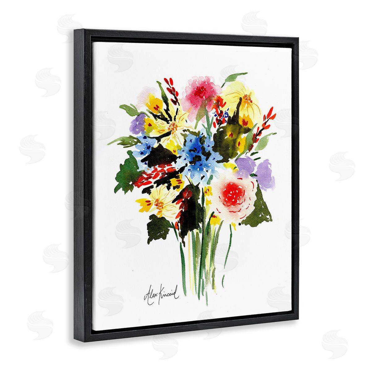 Alexandria Gilbert Kincaid Modern Bright Bouquet Black Floating Frame Canvas Wall Art Print