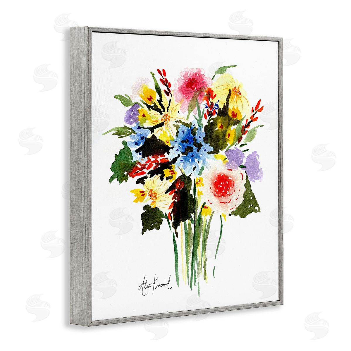 Alexandria Gilbert Kincaid Modern Bright Bouquet Gray Framed Giclee Wall Art Print