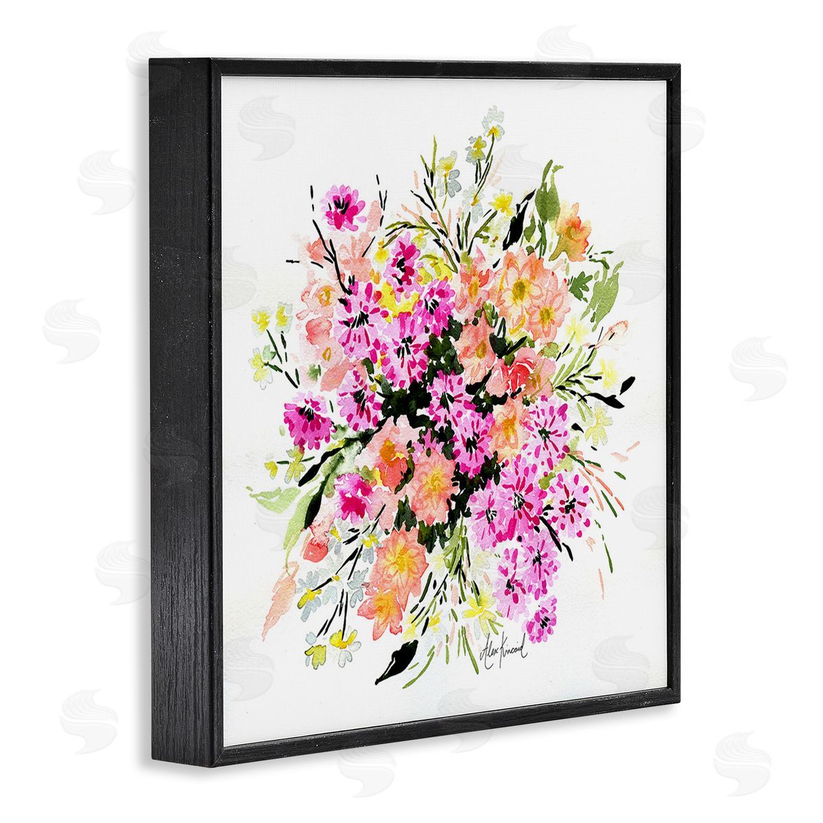 Alexandria Gilbert Kincaid Mums & Daisies Composition Black Framed Giclee Wall Art Print
