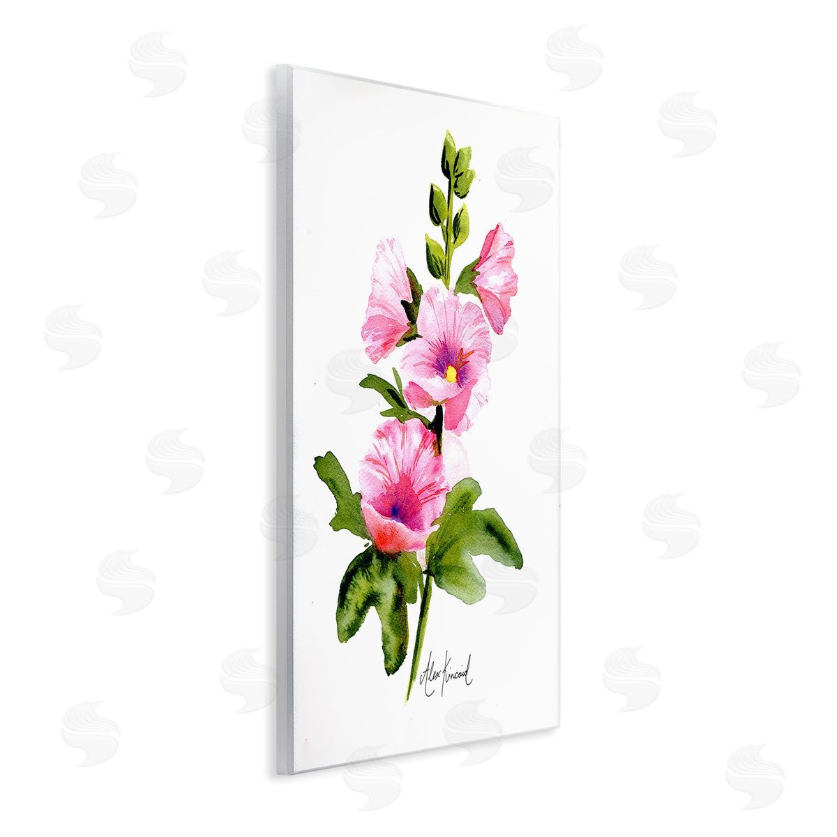 Alexandria Gilbert Kincaid Pink Hollyhock Blooms Wooden Wall Plaque Art Print