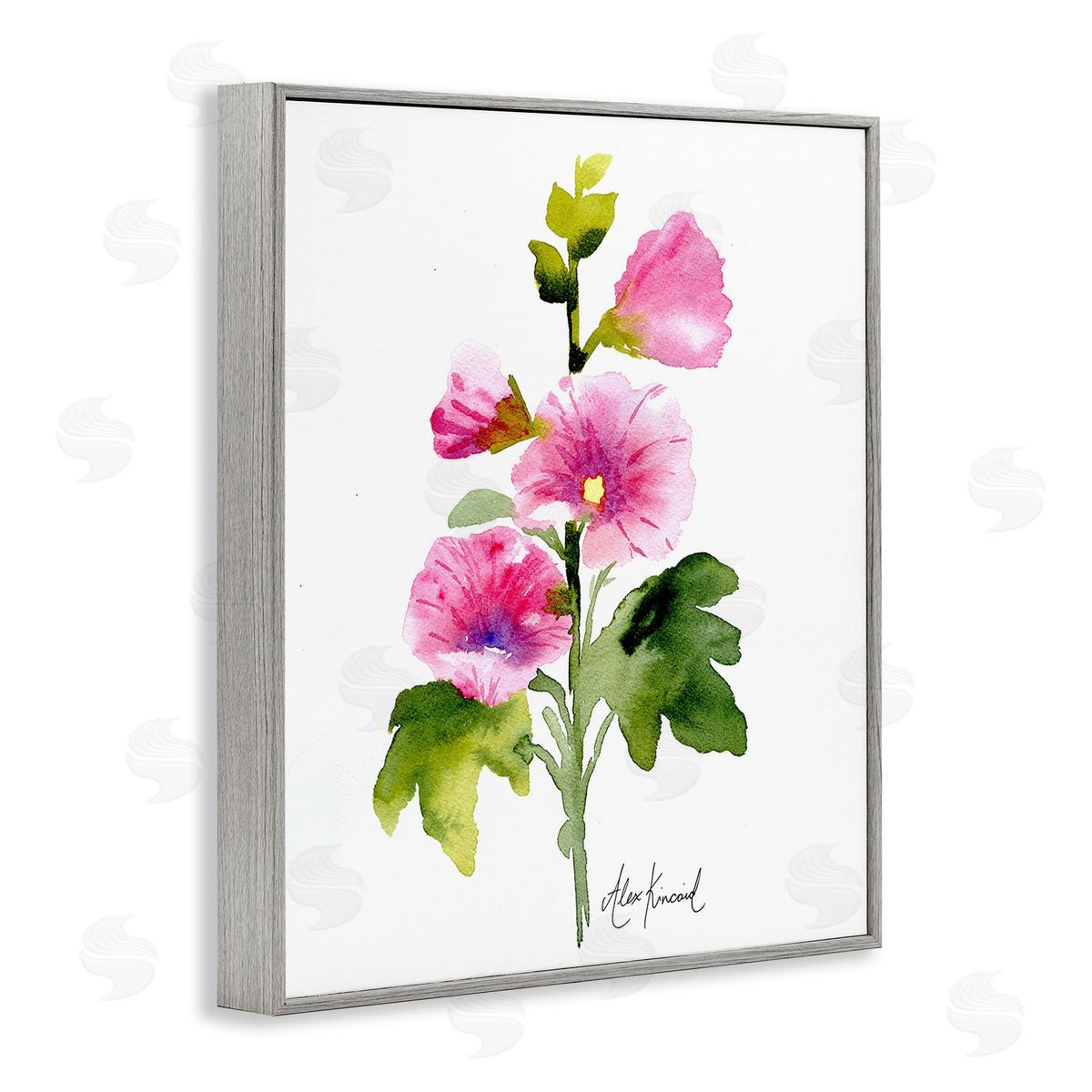Alexandria Gilbert Kincaid Pink Watercolor Blossoms Gray Framed Giclee Wall Art Print