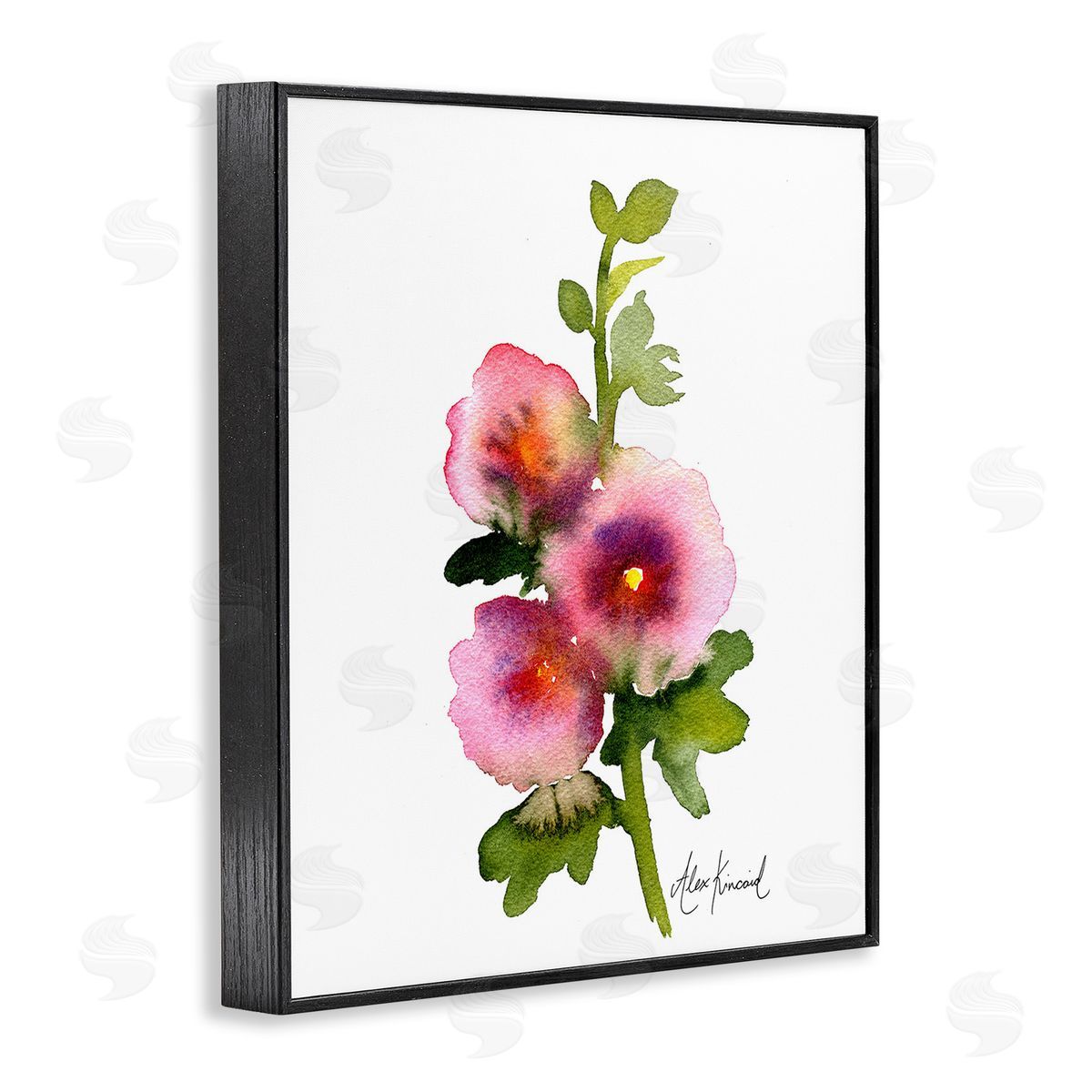 Alexandria Gilbert Kincaid Pink Watercolor Flowers Black Framed Giclee Wall Art Print