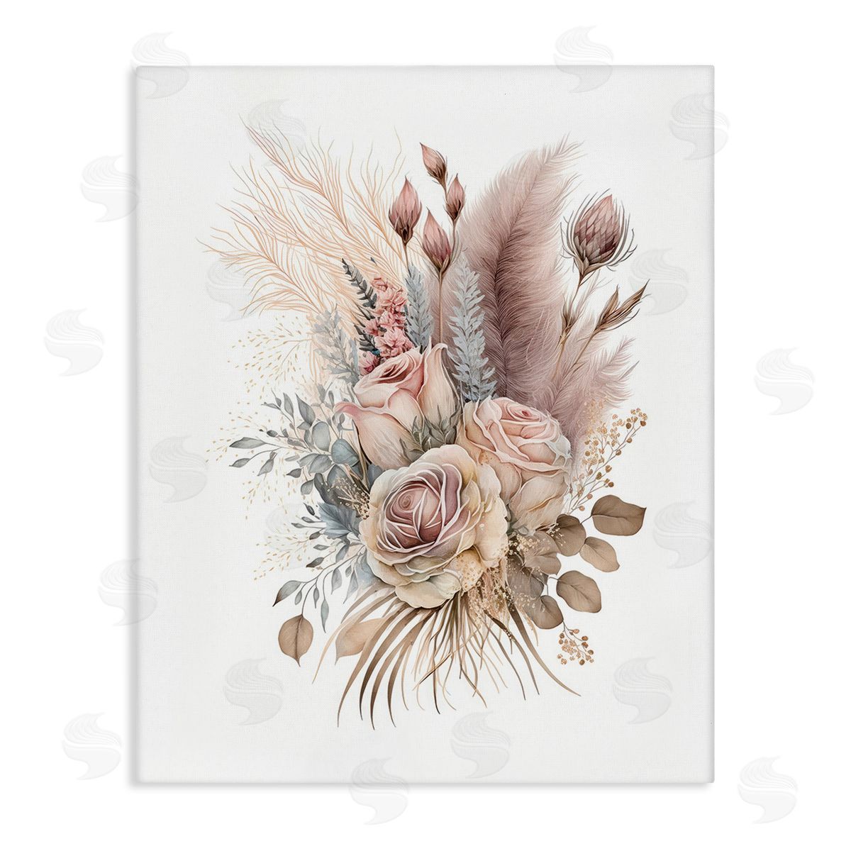 LSR Design Studio Boho Neutral Roses Canvas Wall Art Print