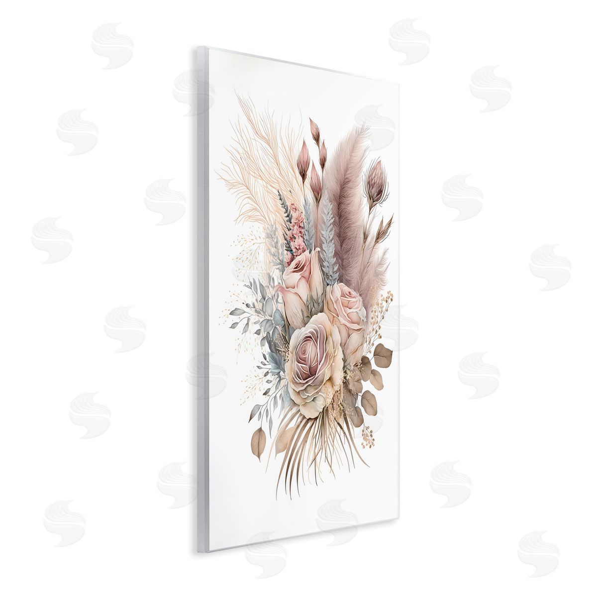 LSR Design Studio Boho Neutral Roses Wooden Wall Plaque Art Print