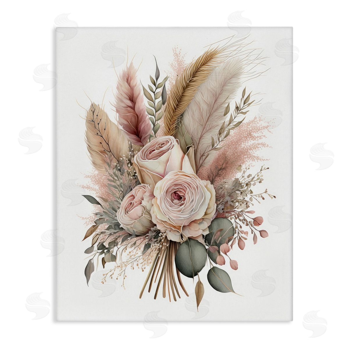 LSR Design Studio Roses & Country Reeds Canvas Wall Art Print