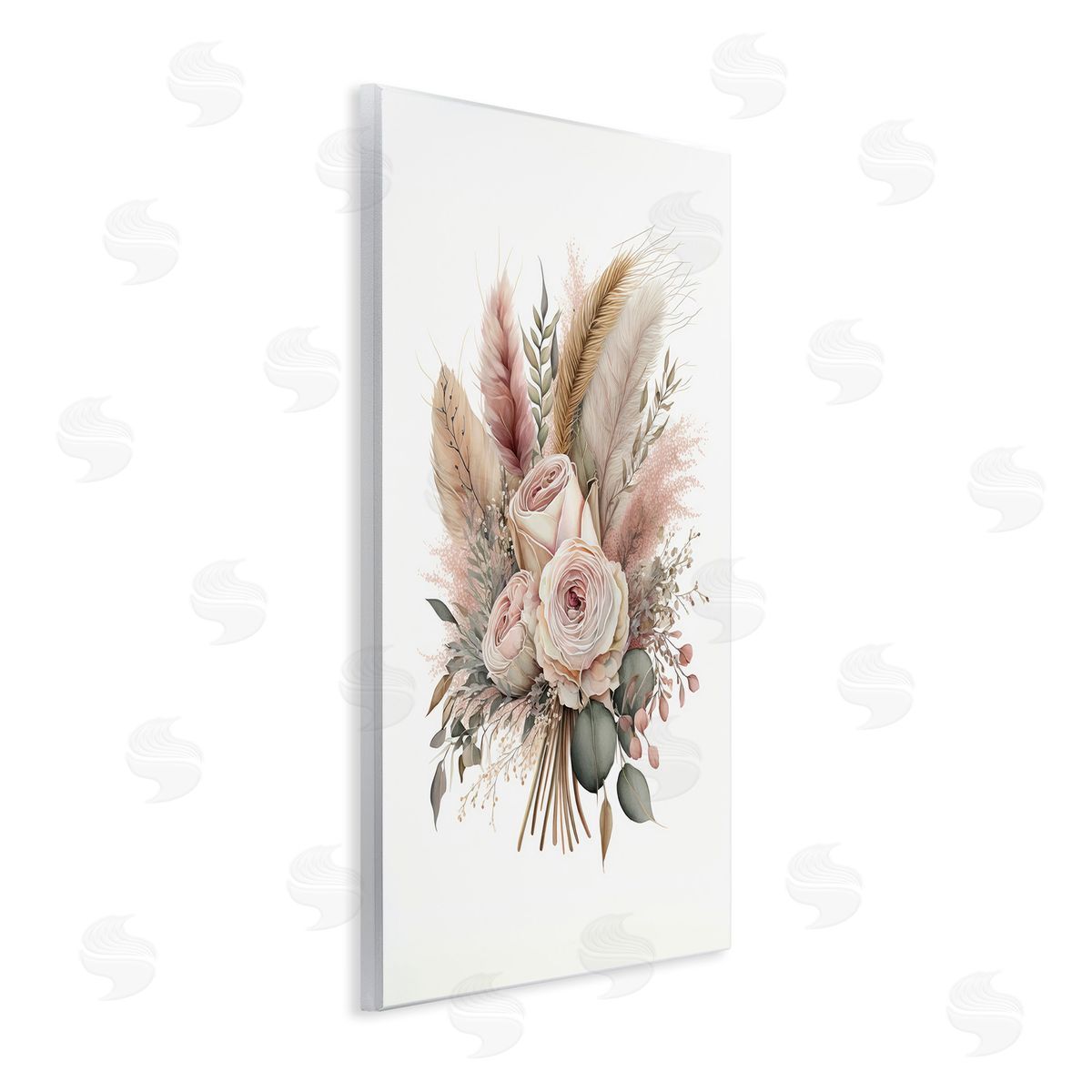 LSR Design Studio Roses & Country Reeds Wooden Wall Plaque Art Print