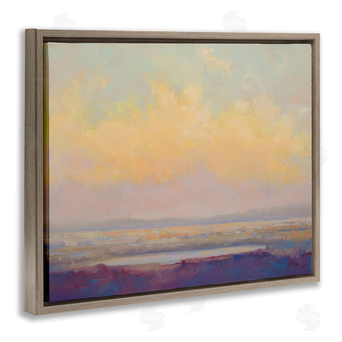 William McCarthy Abstract Orange Sunset Brown Floating Frame Canvas Wall Art Print