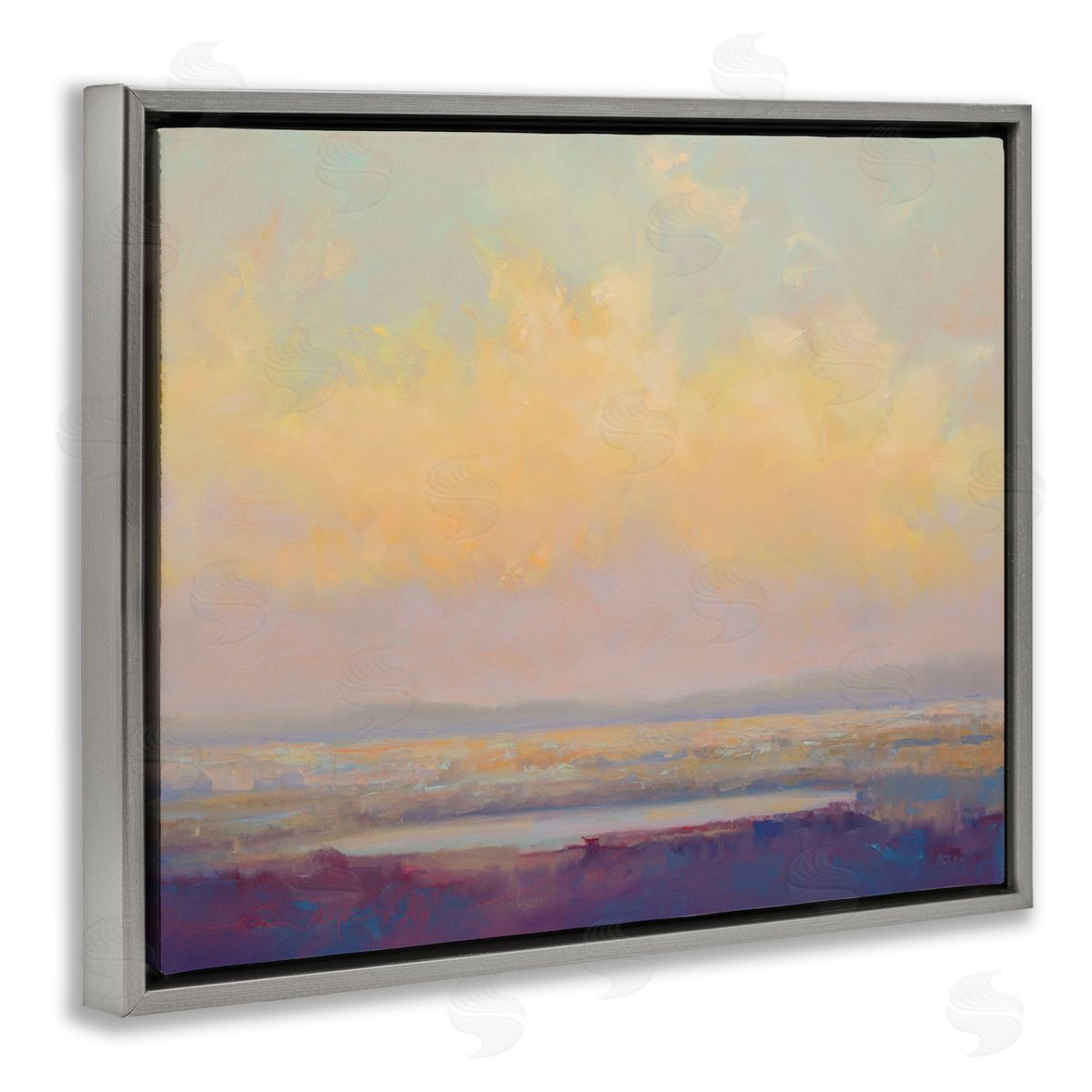 William McCarthy Abstract Orange Sunset Gray Floating Frame Canvas Wall Art Print