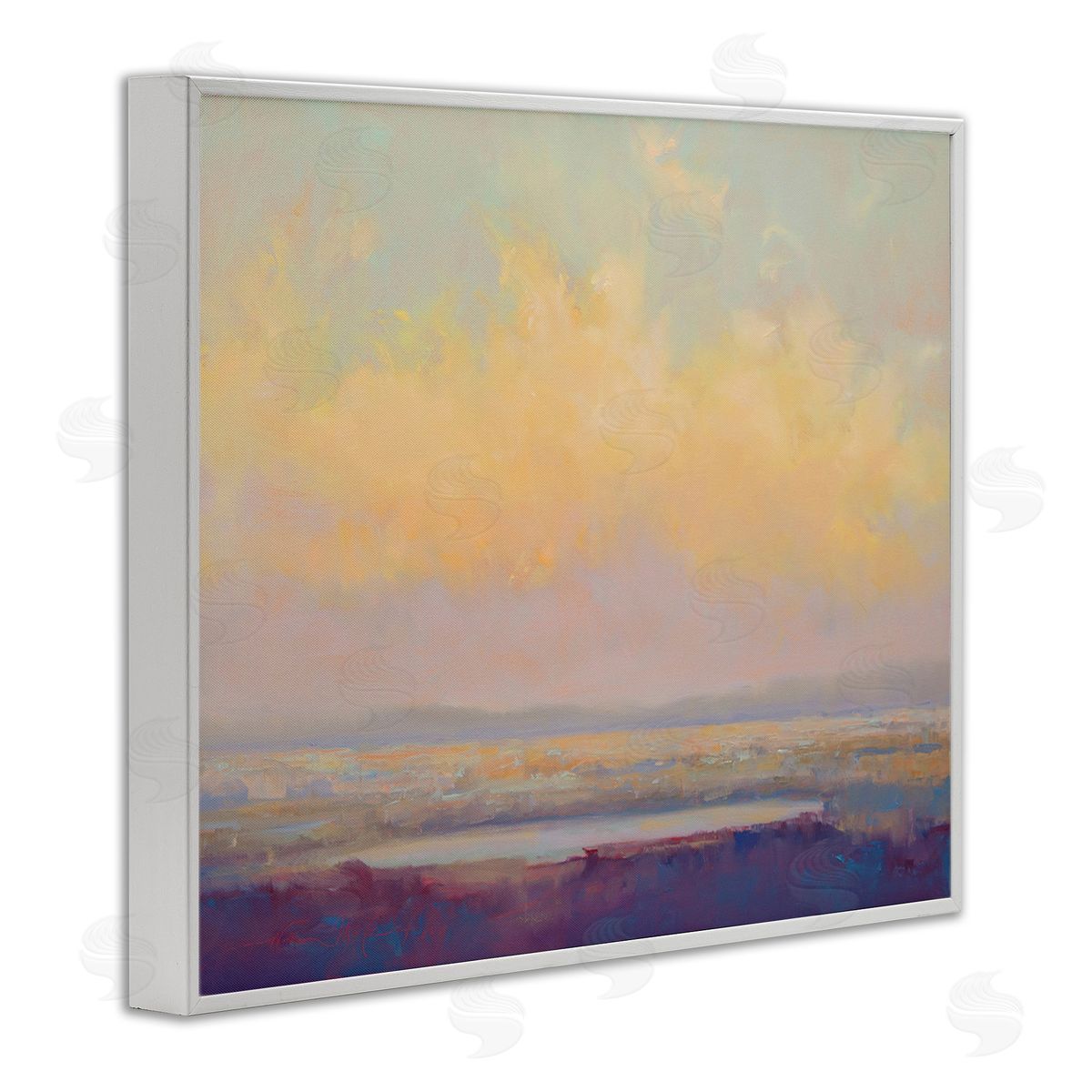William McCarthy Abstract Orange Sunset White Framed Giclee Wall Art Print