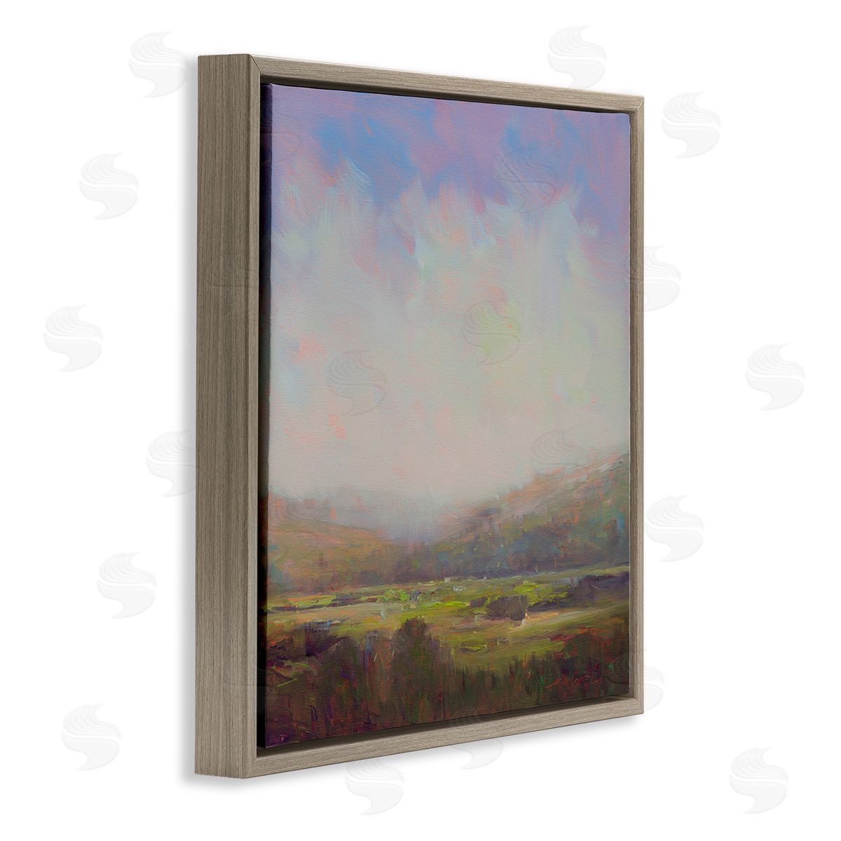 William McCarthy Country Field & Purple Sky Brown Floating Frame Canvas Wall Art Print