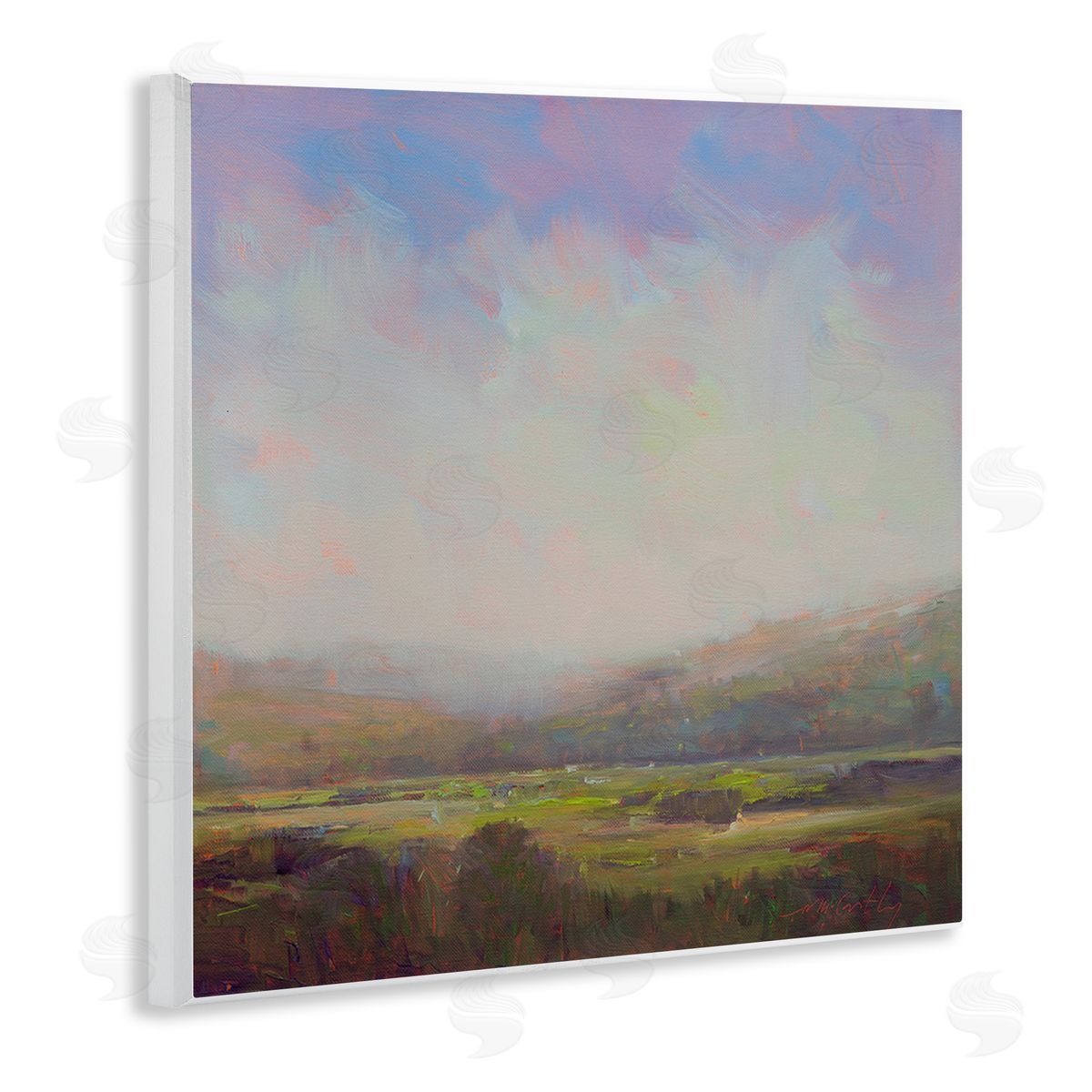 William McCarthy Country Field & Purple Sky Wooden Wall Plaque Art Print