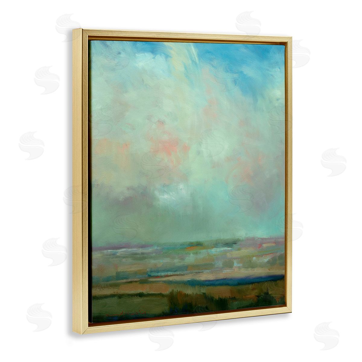 William McCarthy Blue Abstract Scenery Gold Floating Frame Canvas Wall Art Print