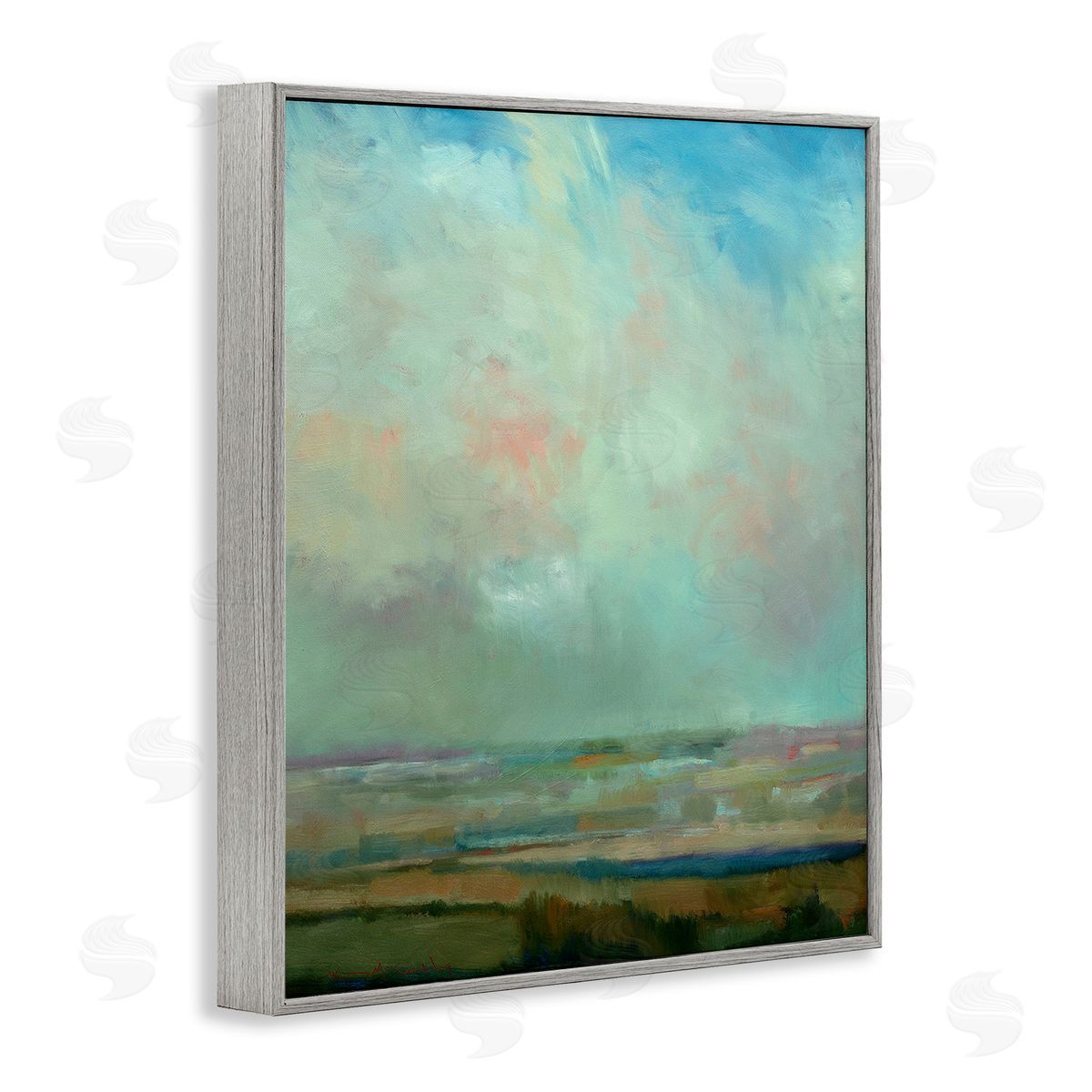 William McCarthy Blue Abstract Scenery Gray Framed Giclee Wall Art Print
