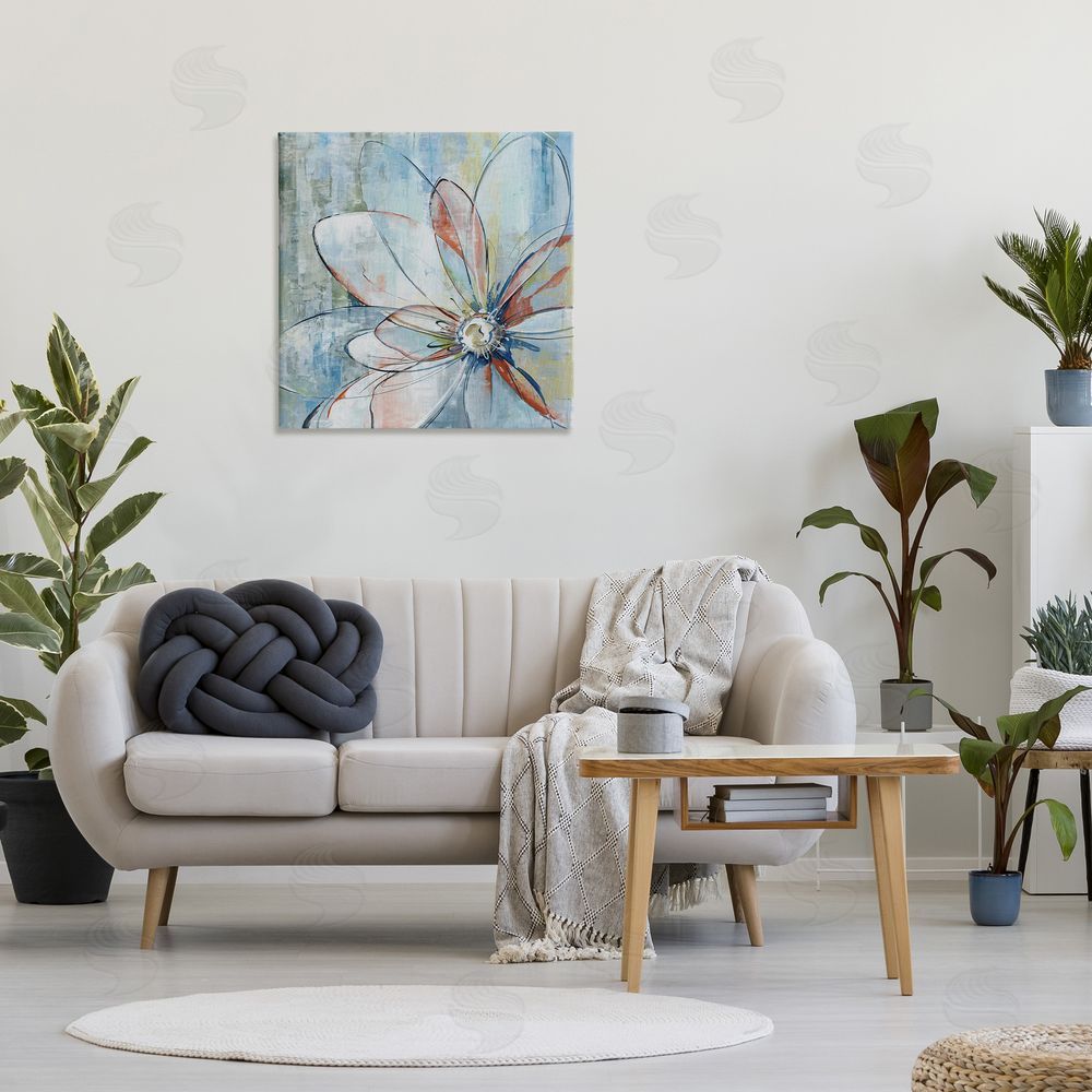 Max Maxx Modern Collaged Flower Canvas Wall Art Print in Room