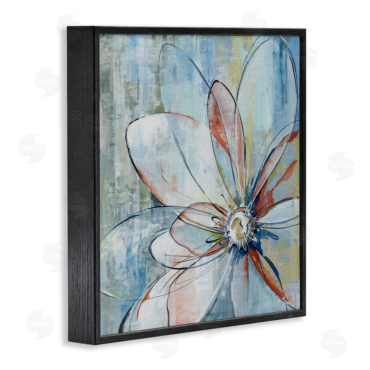 Max Maxx Modern Collaged Flower Black Framed Giclee Wall Art Print