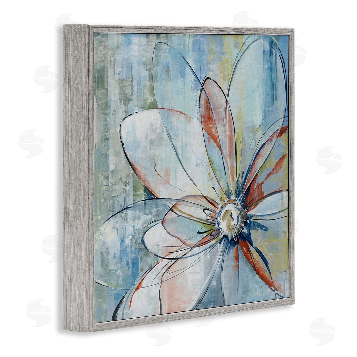 Max Maxx Modern Collaged Flower Gray Framed Giclee Wall Art Print