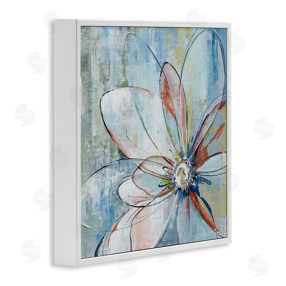 Max Maxx Modern Collaged Flower White Framed Giclee Wall Art Print