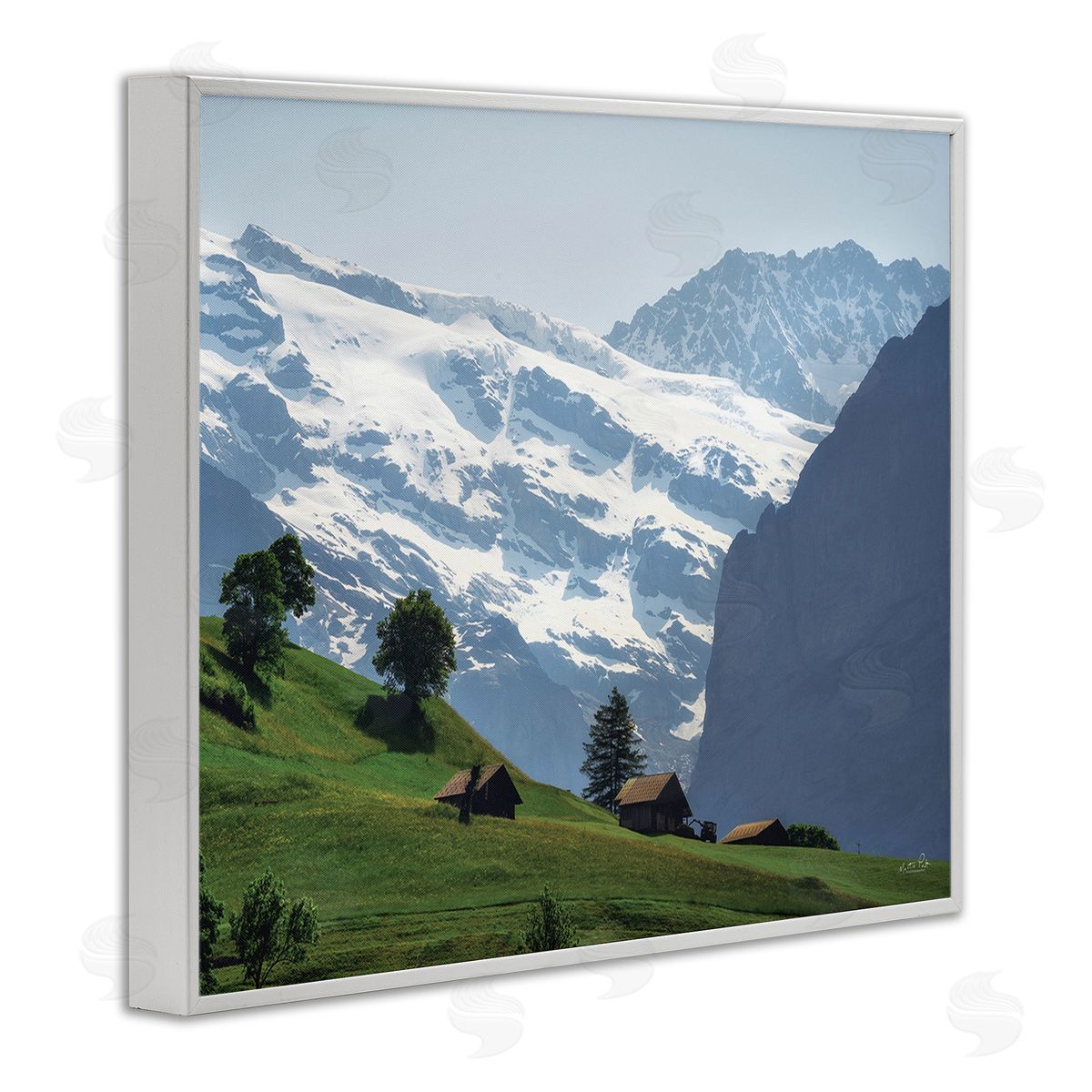 Martin Podt Mountain Cottages Landscape White Framed Giclee Wall Art Print