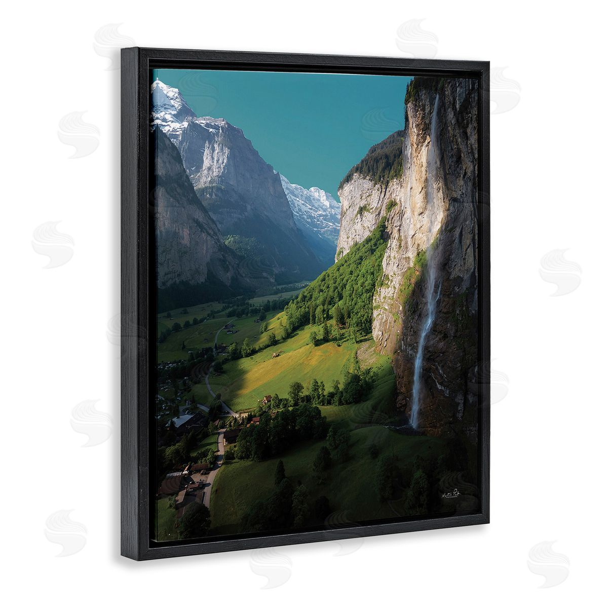 Martin Podt Valley Cliffs Grassland Black Floating Frame Canvas Wall Art Print