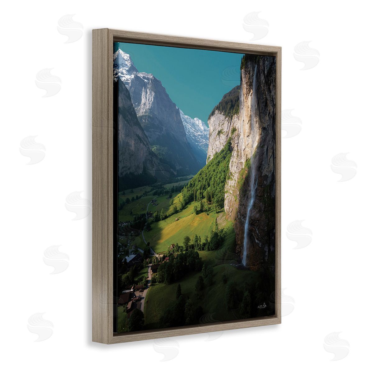 Martin Podt Valley Cliffs Grassland Brown Floating Frame Canvas Wall Art Print