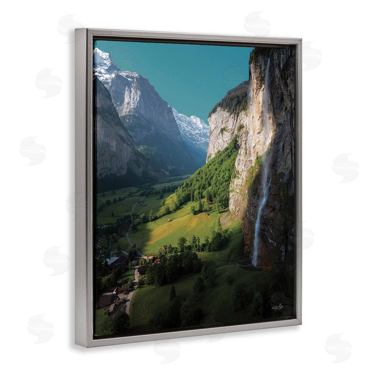 Martin Podt Valley Cliffs Grassland Gray Floating Frame Canvas Wall Art Print