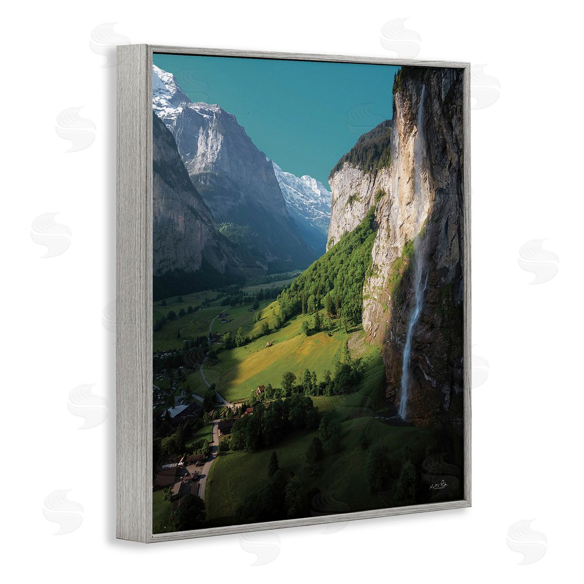 Martin Podt Valley Cliffs Grassland Gray Framed Giclee Wall Art Print