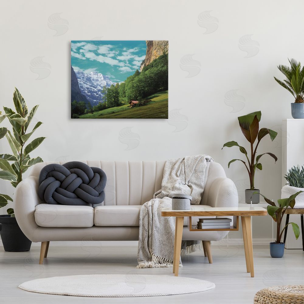 Martin Podt Mountain Valley Cottage Canvas Wall Art Print in Room