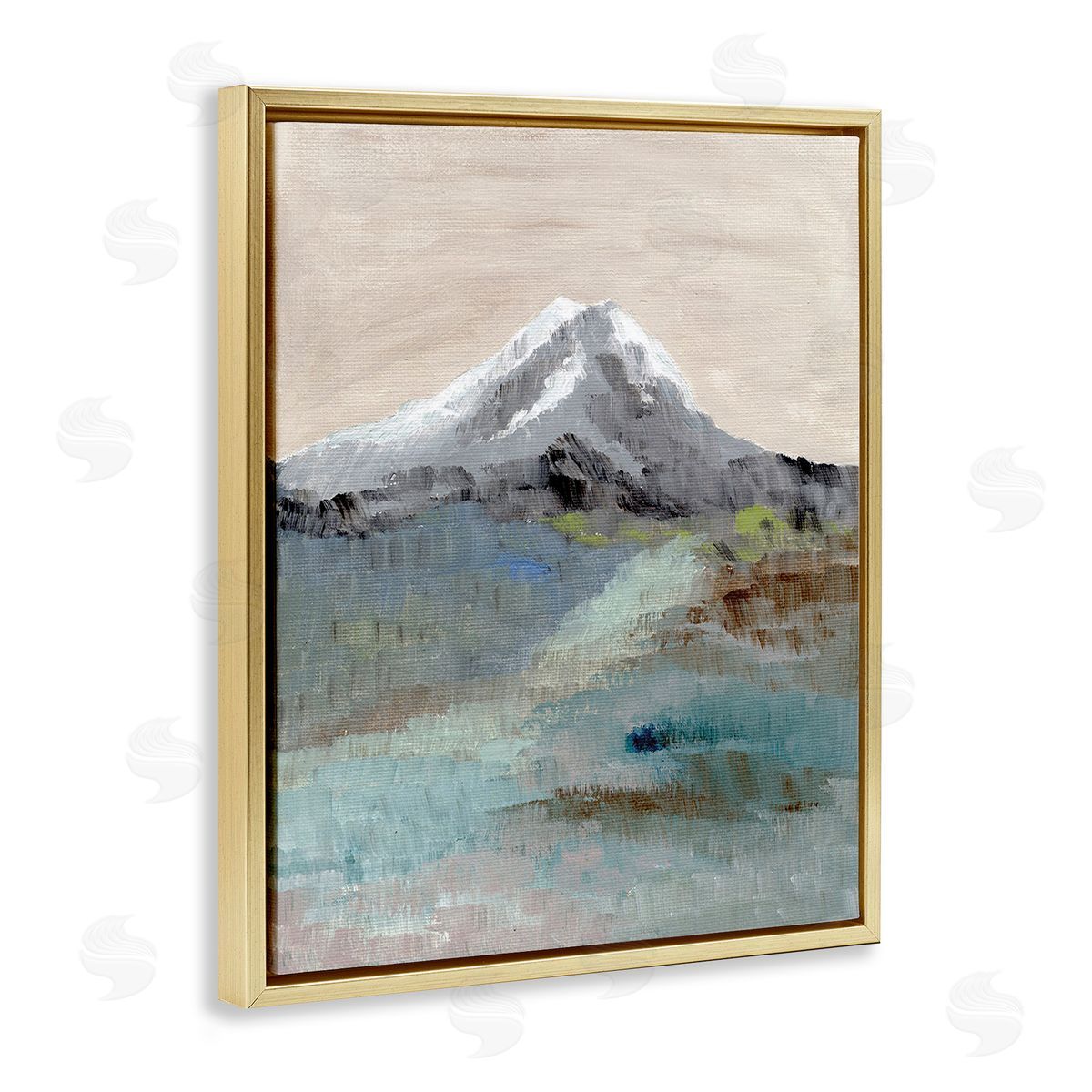 Nikita Jariwala Brushed Abstract Volcano Gold Floating Frame Canvas Wall Art Print