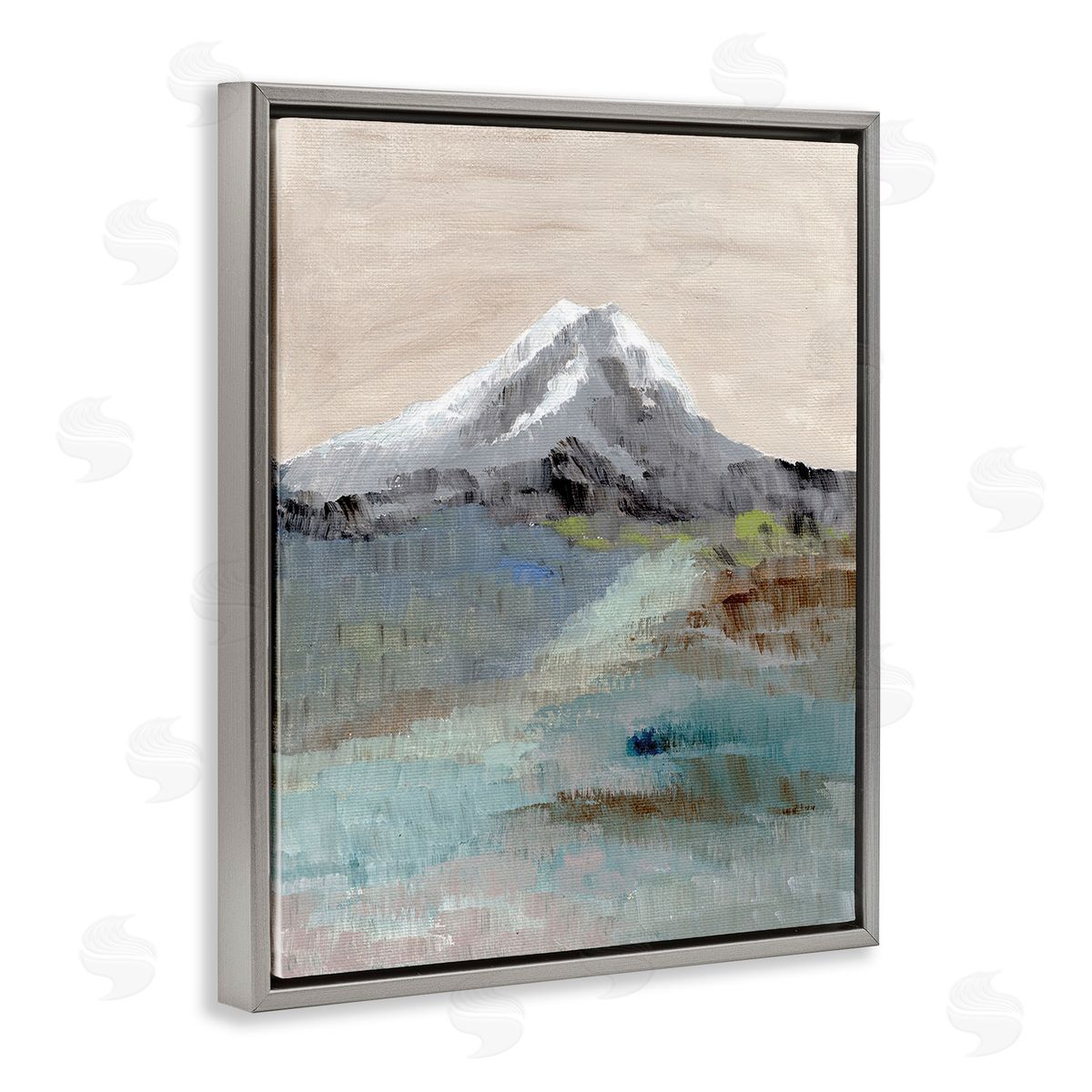 Nikita Jariwala Brushed Abstract Volcano Gray Floating Frame Canvas Wall Art Print